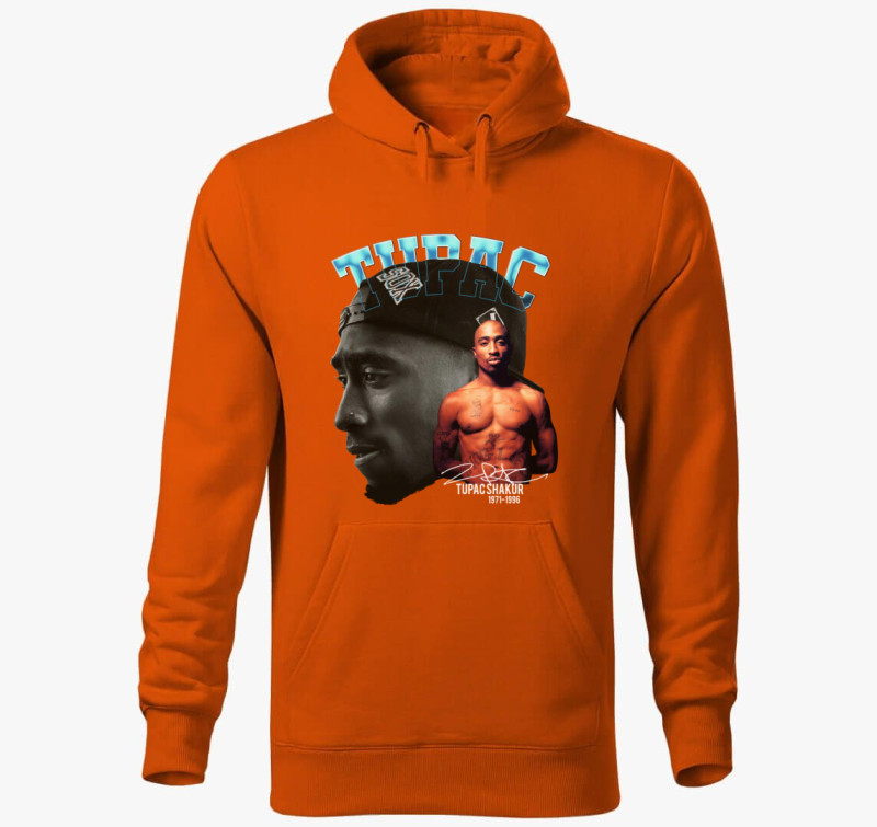 2Pac portrés kapucnis pulóver — Narancssárga
