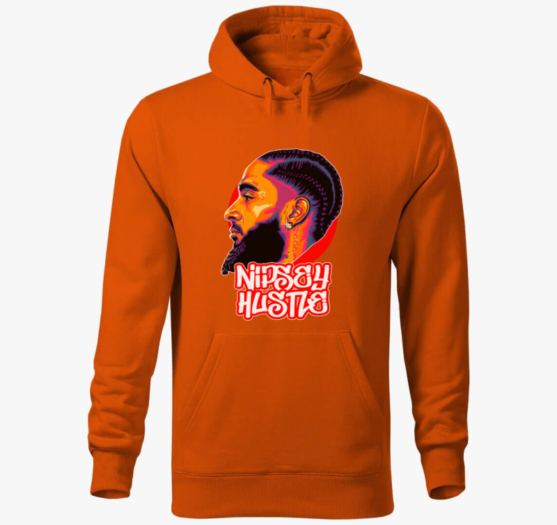 Nipsey Hussle portré kapucnis pulóver — Narancssárga
