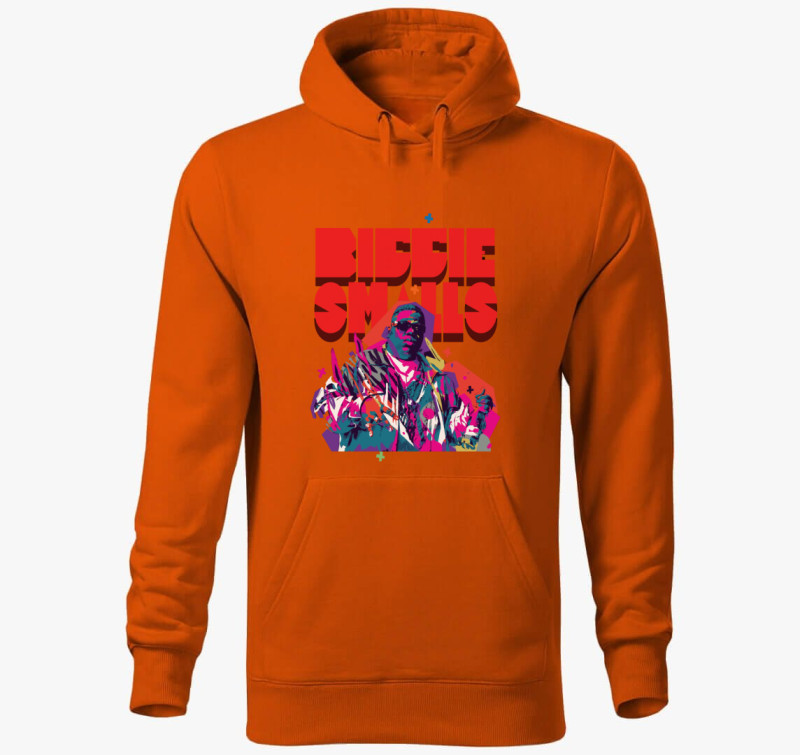 Biggie Smalls art kapucnis pulóver — Narancssárga