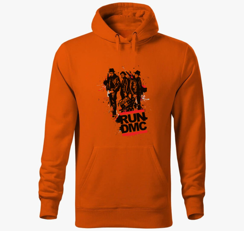Run DMC art kapucnis pulóver — Narancssárga