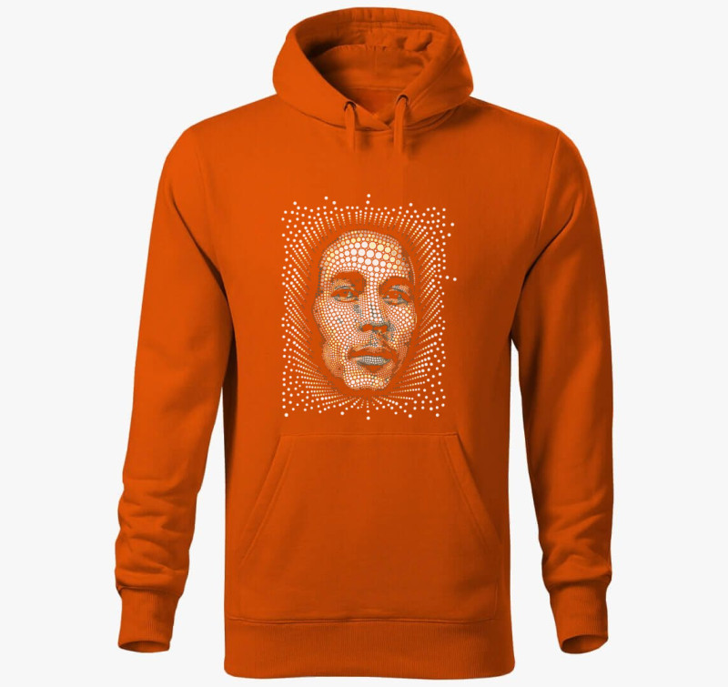 Bob Marley arckép kapucnis pulóver  — Narancssárga