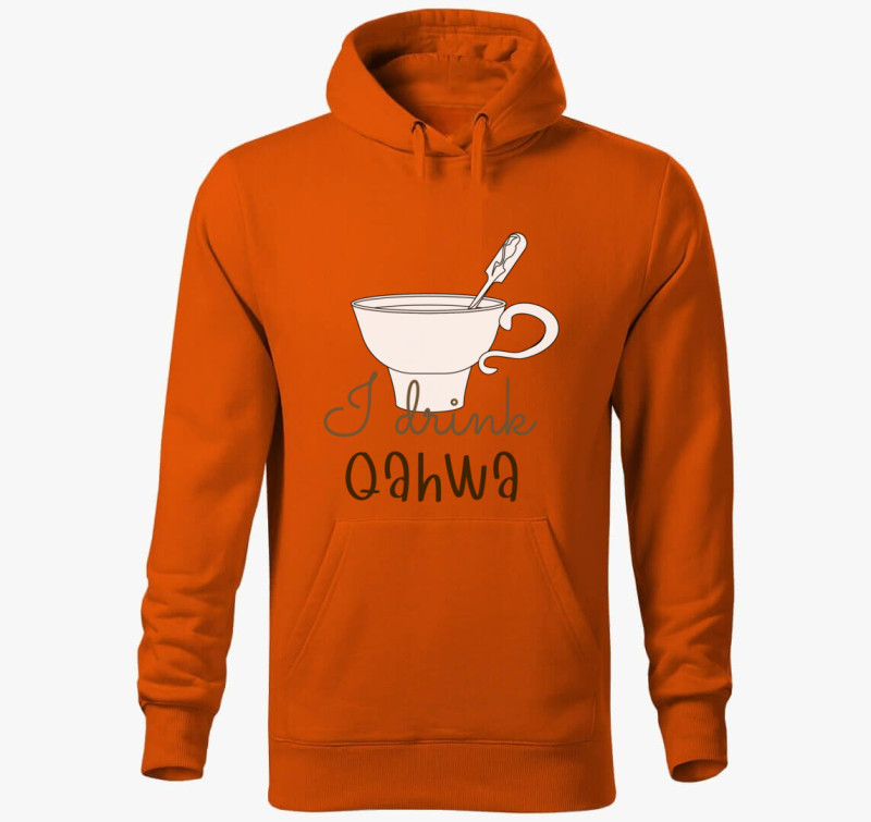 I drink Qahwa - török/arab kávé kapucnis pulóver — Narancssárga