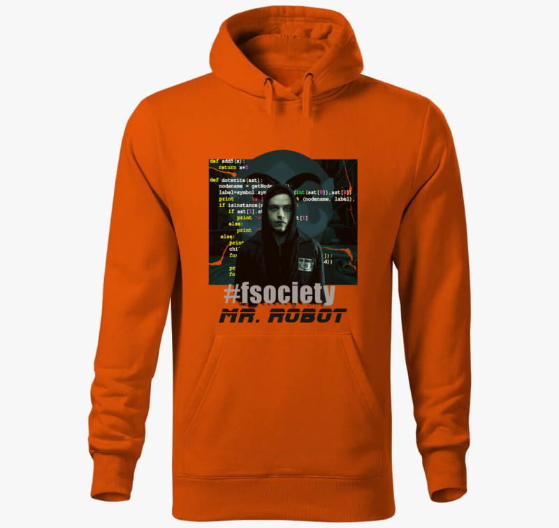 Mr. Robot kapucnis pulóver — Narancssárga