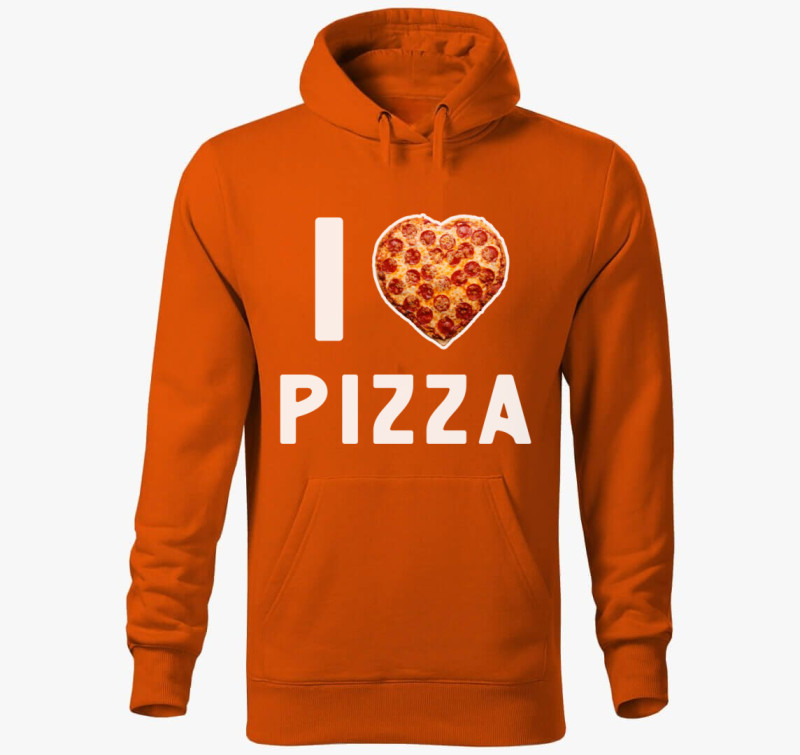 I love pizza kapucnis pulóver — Narancssárga