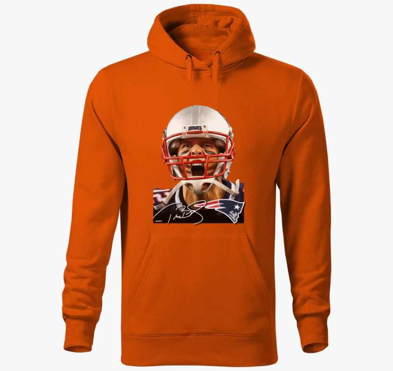 Tom Brady kapucnis pulóver — Narancssárga