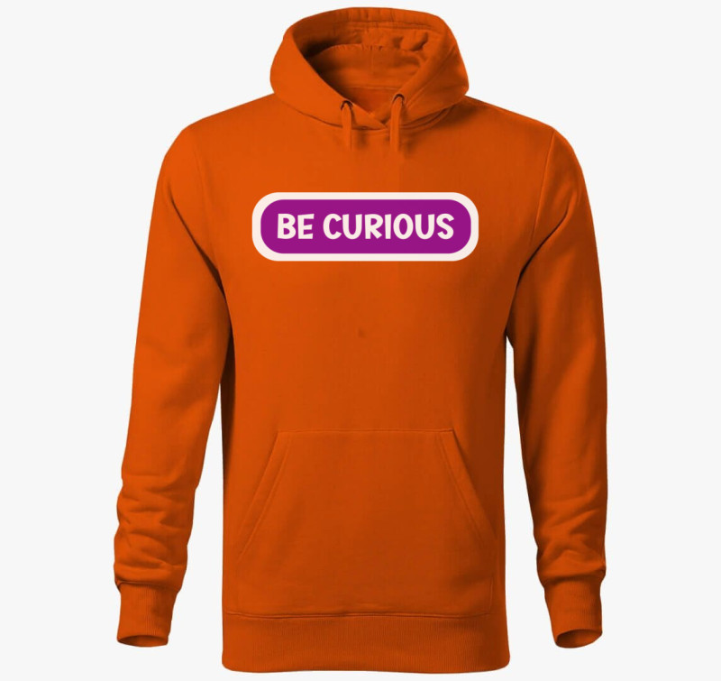 Be curious lila kapucnis pulóver — Narancssárga