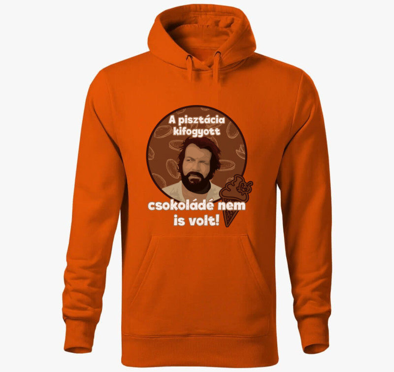 A pisztácia kifogyott csokoládé nem is volt Bud Spencer kapucnis pulóver — Narancssárga
