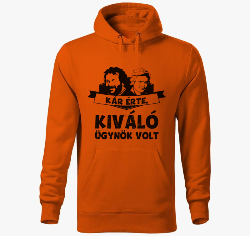 Bud Spencer Terence Hill Kár érte, kiváló ügynök volt kapucnis pulóver — Narancssárga