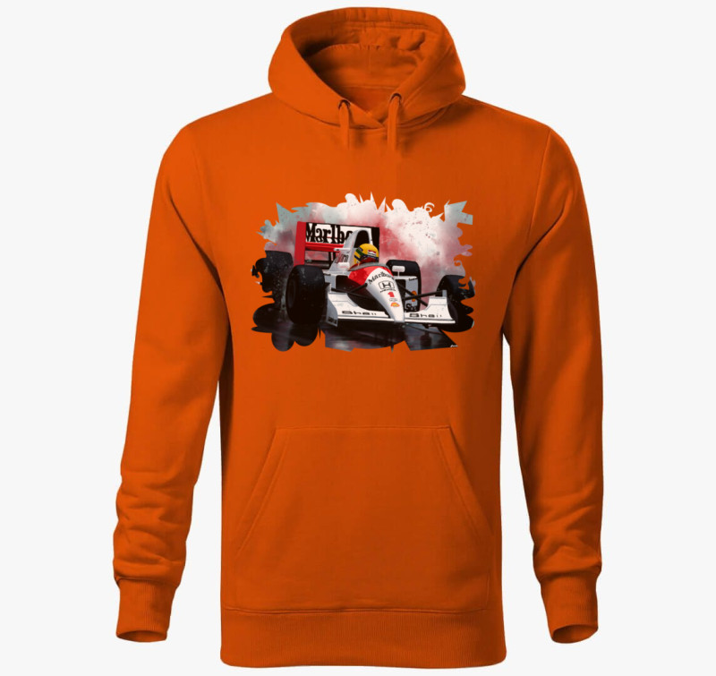Ayrton Senna kapucnis pulóver — Narancssárga