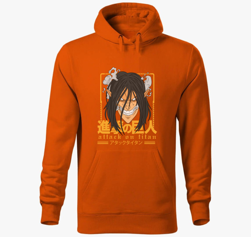 Attack on Titan - Eren Yeager mint titán kapucnis pulóver — Narancssárga