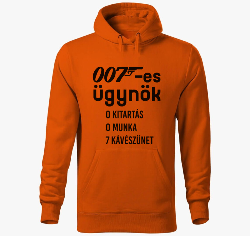 007-es ügynök kávészünet kapucnis pulóver — Narancssárga
