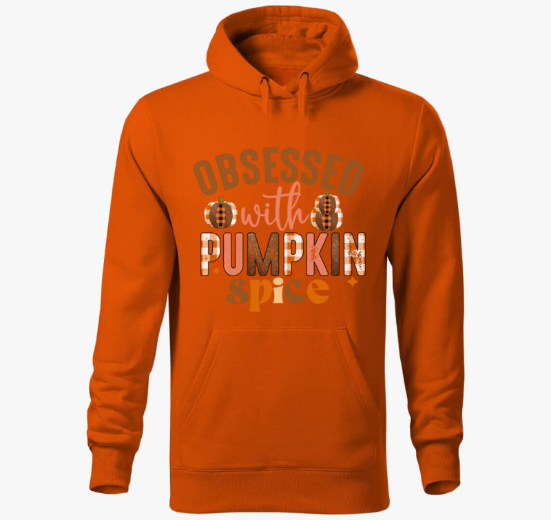 Obsessed pumpkin spice kapucnis pulóver — Narancssárga