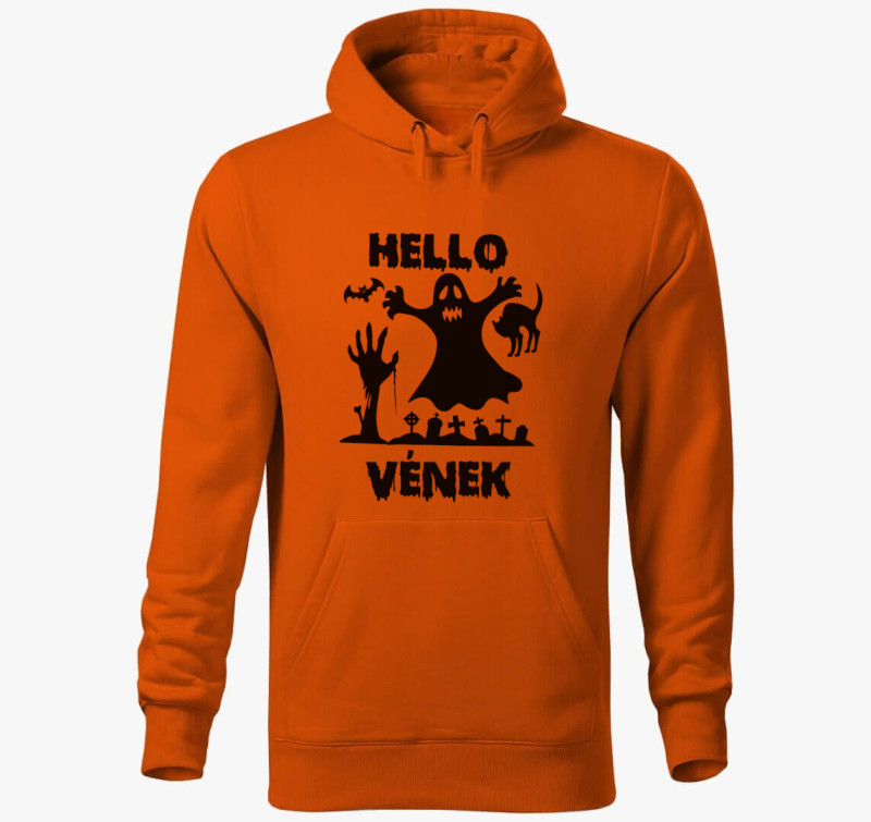 Hello vének halloween kapucnis pulóver — Narancssárga