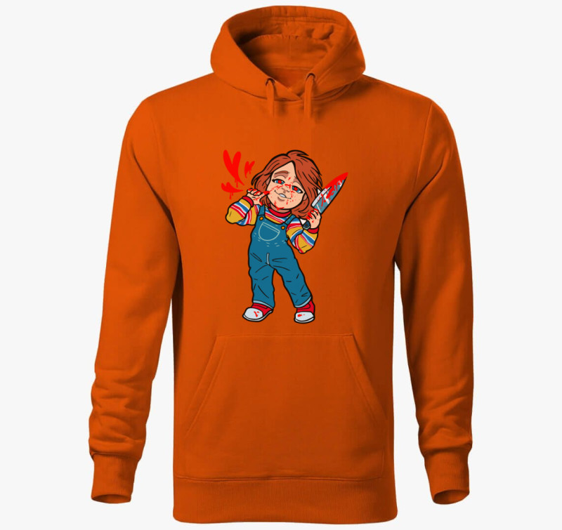 Kawaii Chucky kapucnis pulóver — Narancssárga