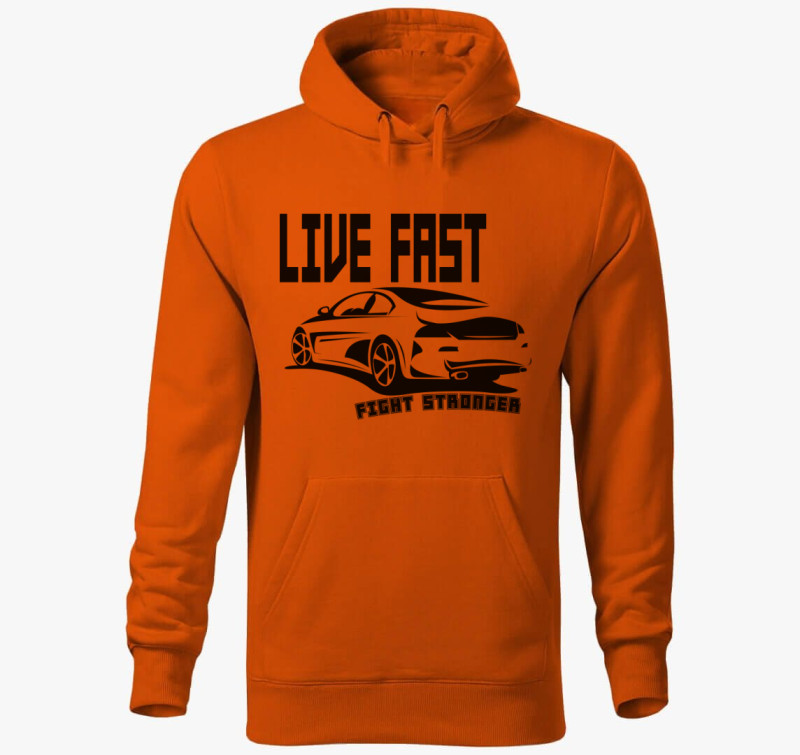 Live fast kapucnis pulóver — Narancssárga
