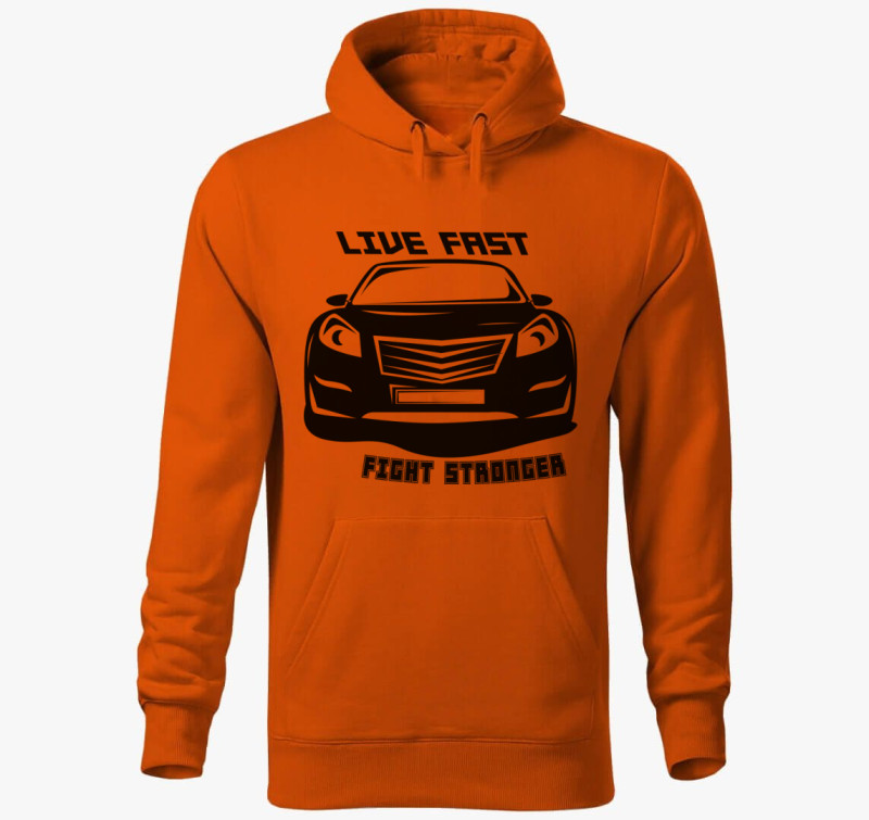 Live fast 7 kapucnis pulóver — Narancssárga
