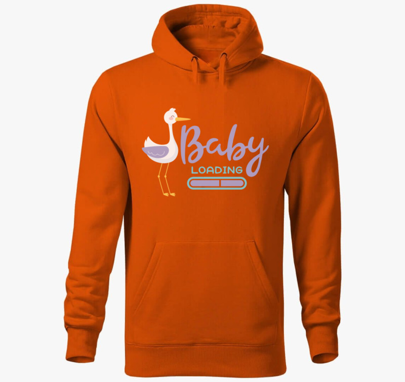 Baby loading gólyás kapucnis pulóver — Narancssárga