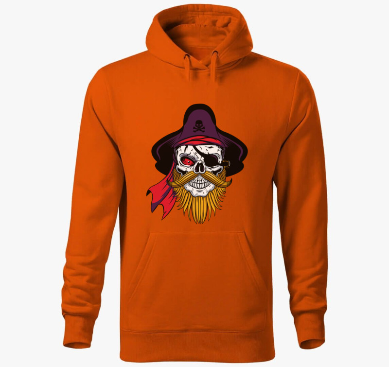 Pirate skull 6 kapucnis pulóver — Narancssárga