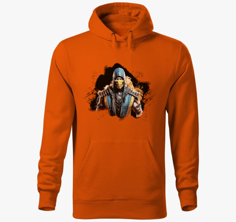 Mortal Kombat Scorpion avatar kapucnis pulóver — Narancssárga