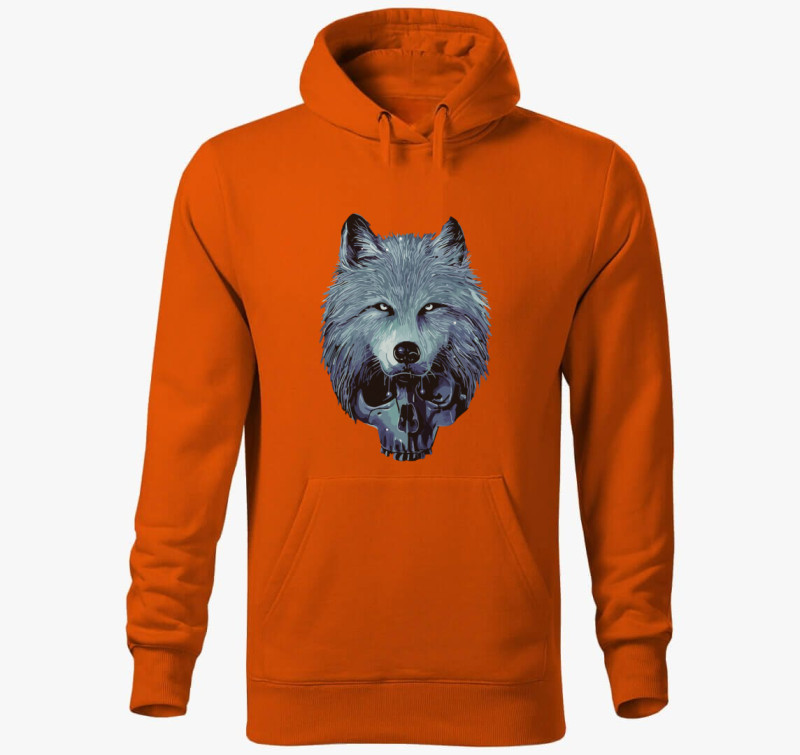 Skull wolf kapucnis pulóver — Narancssárga