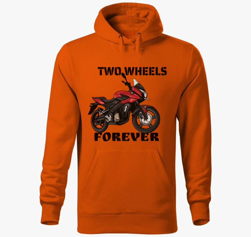 Two Wheels Forever kapucnis pulóver — Narancssárga