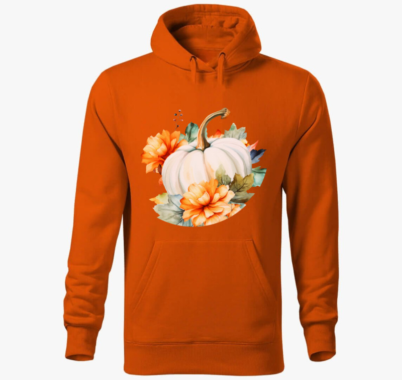 Floral white pumpkin kapucnis pulóver — Narancssárga