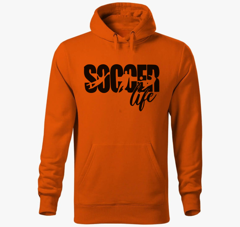 Soccer life kapucnis pulóver — Narancssárga