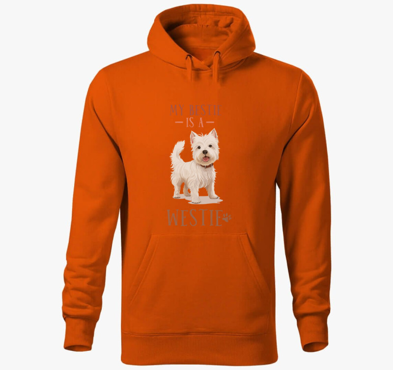Bestie westie kapucnis pulóver — Narancssárga