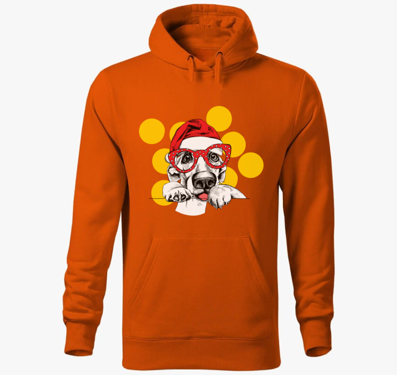 Santa dog kapucnis pulóver — Narancssárga