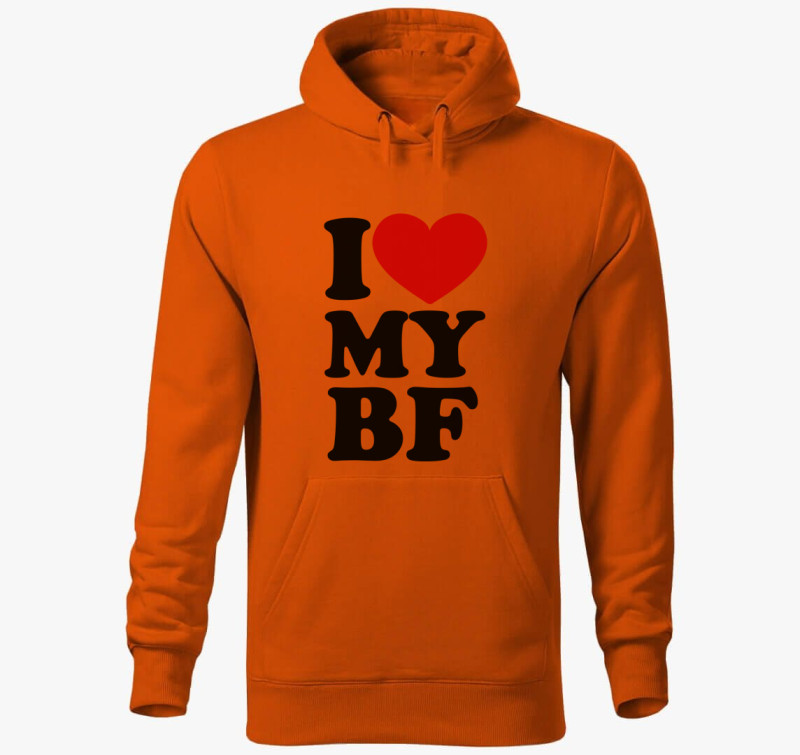 I love my bf kapucnis pulóver — Narancssárga