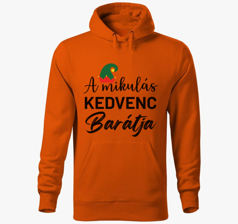 A mikulás kedvenc barátja kapucnis pulóver — Narancssárga