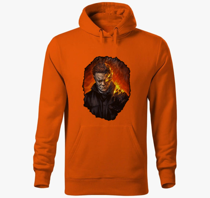 Michael Myers lángokban kapucnis pulóver — Narancssárga