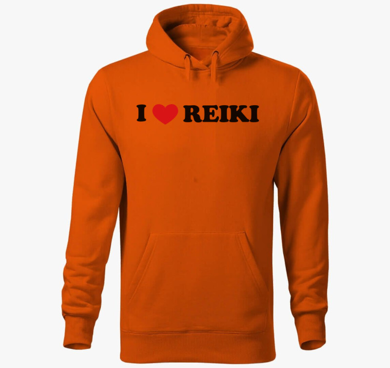 I love reiki kapucnis pulóver — Narancssárga