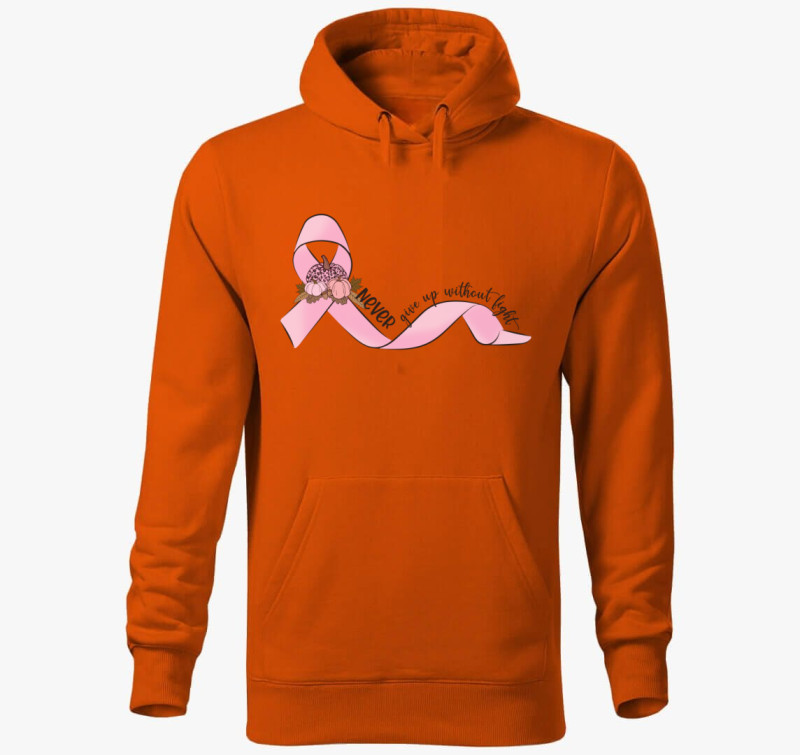 Pink ribbon kapucnis pulóver — Narancssárga