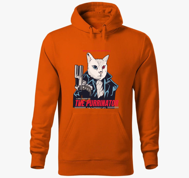The Purrmimator kapucnis pulóver — Narancssárga