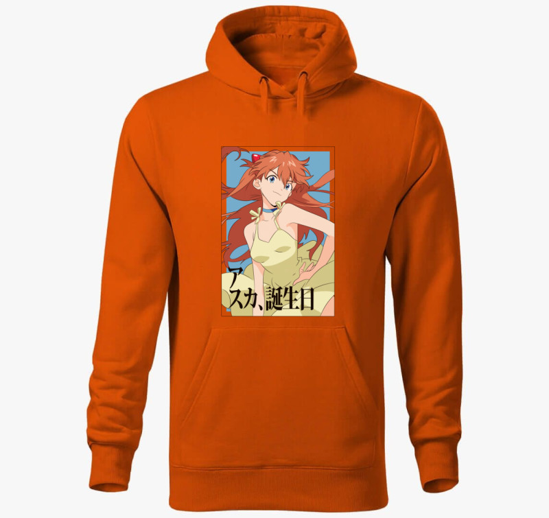 Neon Genesis Evangelion - Asuka kapucnis pulóver — Narancssárga