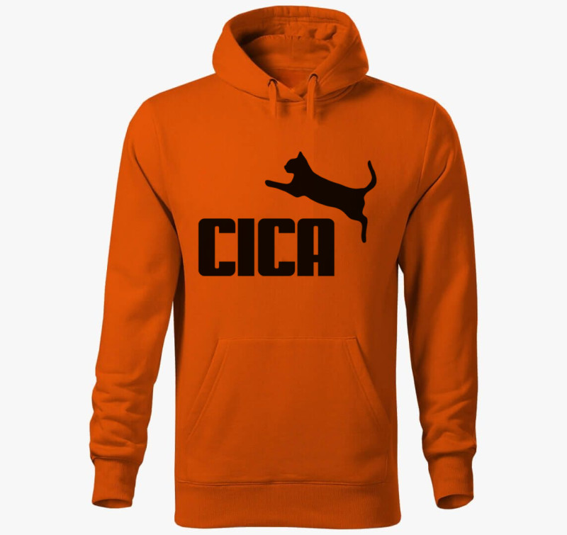 Cica kapucnis pulóver — Narancssárga