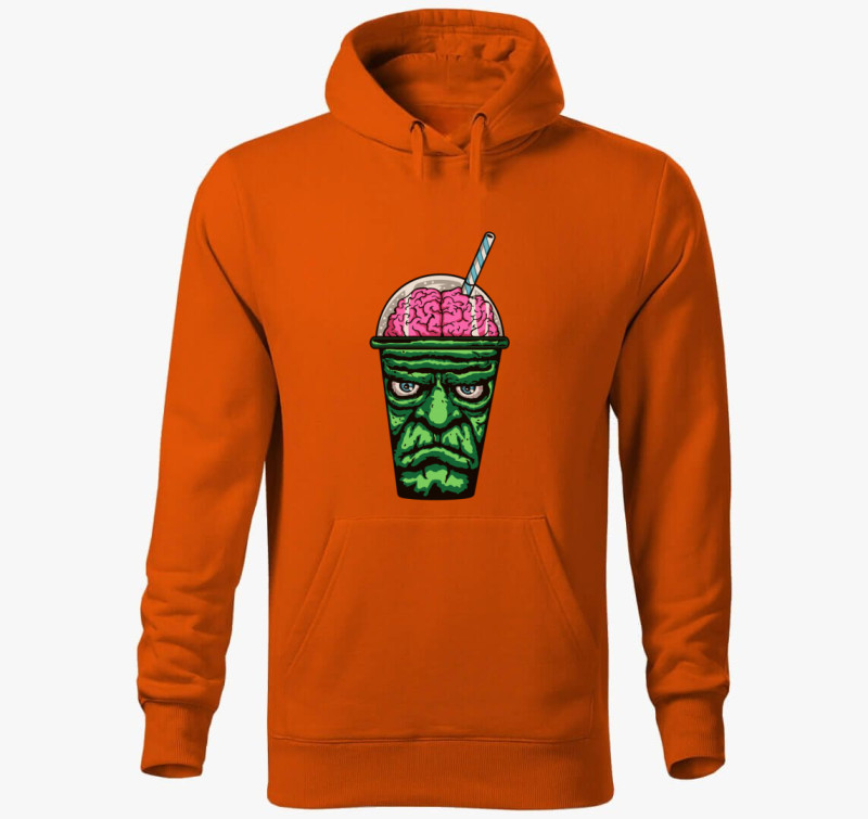 Zombis agyturmix kapucnis pulóver — Narancssárga