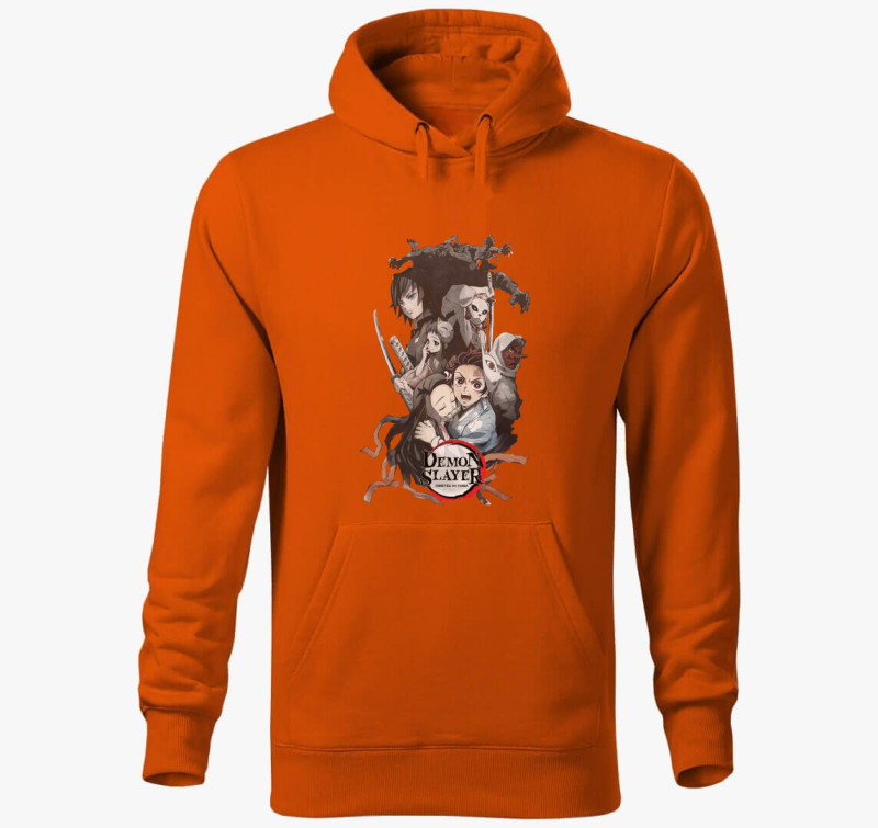 Demon Slayer Anime kapucnis pulóver — Narancssárga