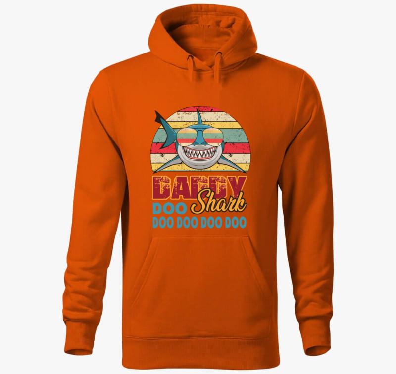 Daddy shark kapucnis pulóver — Narancssárga