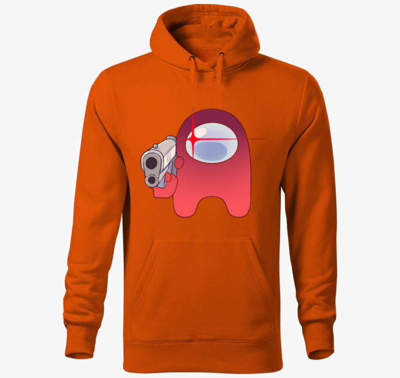 Among Us GUN kapucnis pulóver — Narancssárga