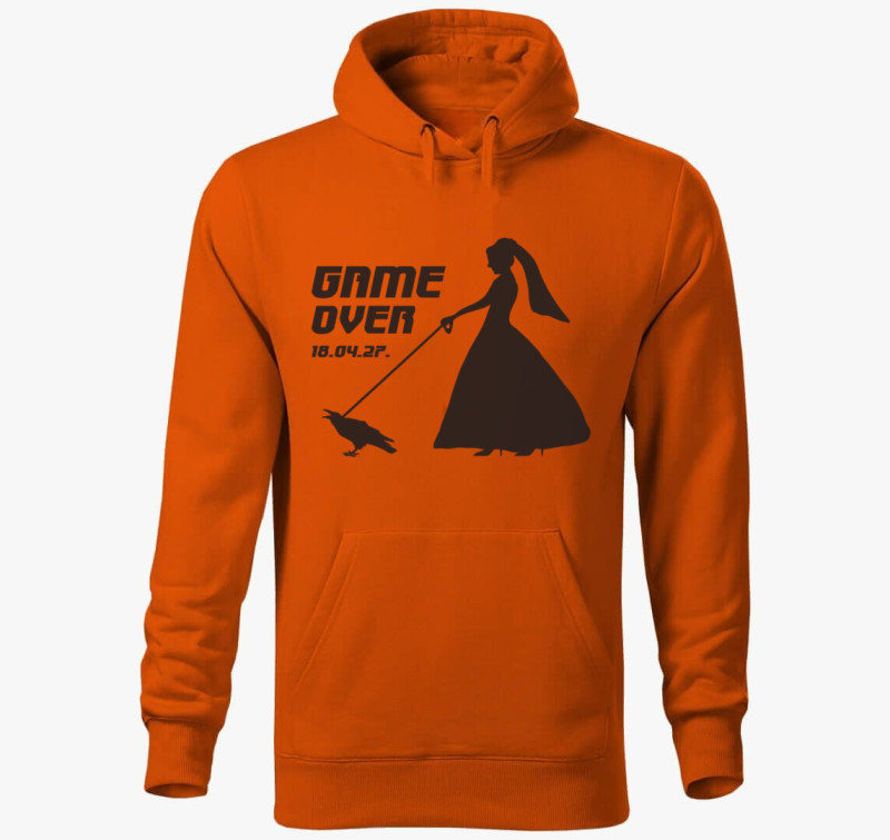 Game Over 2 kapucnis pulóver (női/férfi változatban!) — Narancssárga