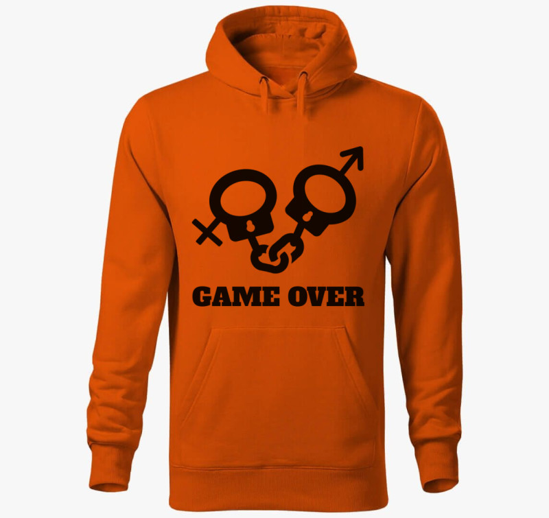 Game Over 3 kapucnis pulóver (női/férfi változatban!) — Narancssárga
