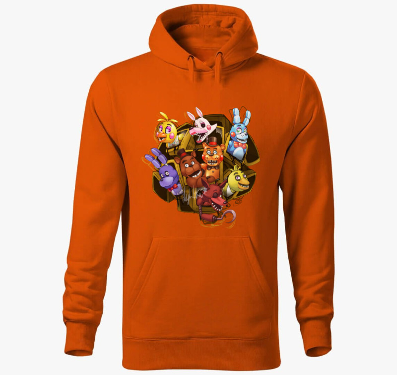 Five Nights at Freddy kapucnis pulóver — Narancssárga