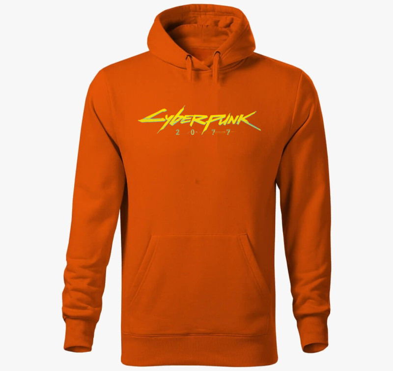 Cyberpunk 2077 kapucnis pulóver — Narancssárga