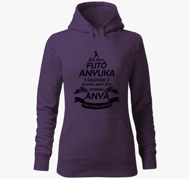Futó anyuka kapucnis pulóver — Lila