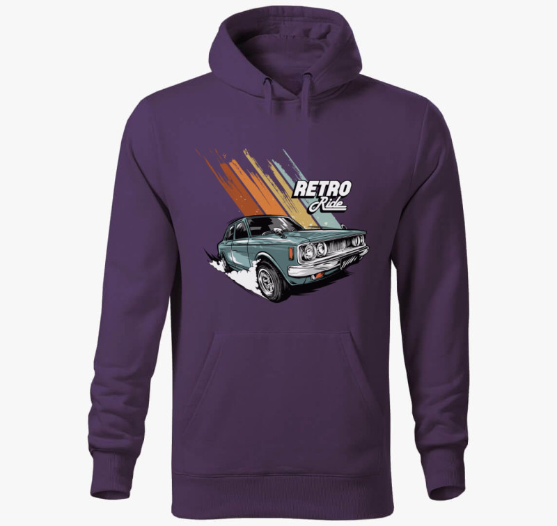 Retro Ride Autós design kapucnis pulóver — Lila