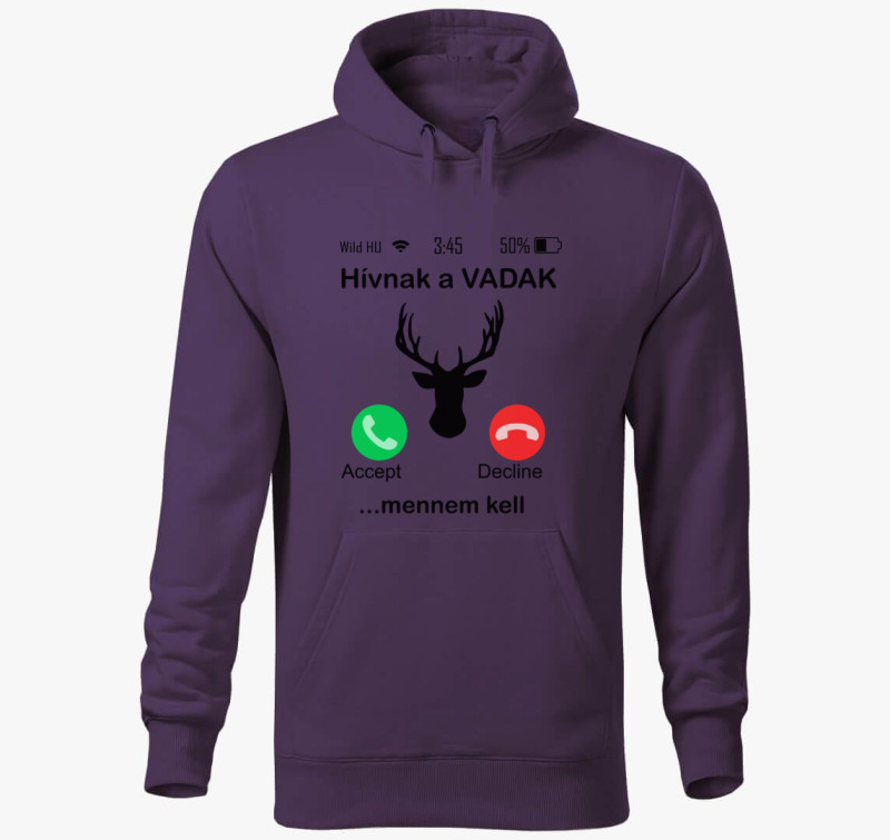 Hívnak a vadak szarvas kapucnis pulóver — Lila