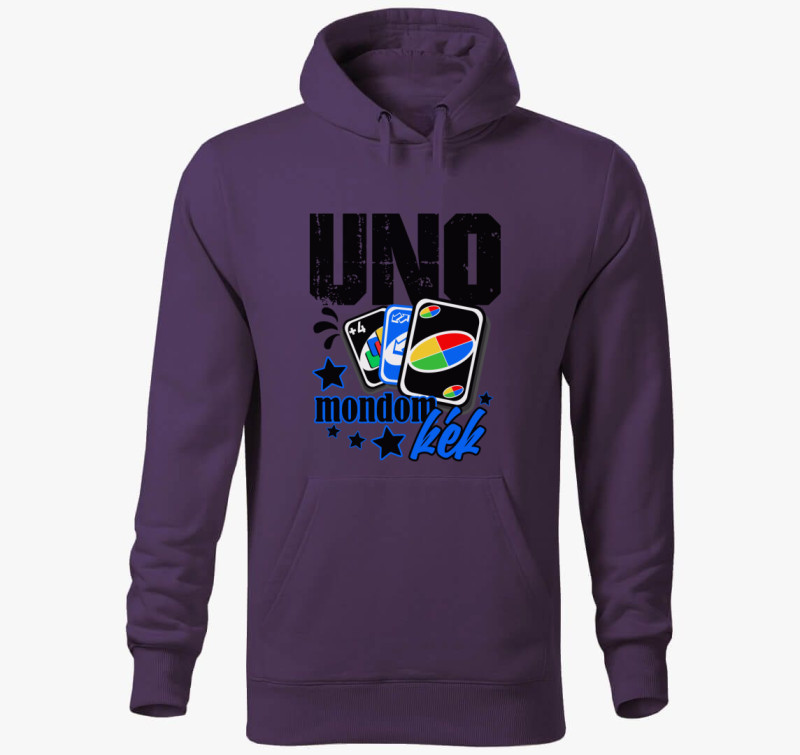 UNO mintás kapucnis pulóver — Lila