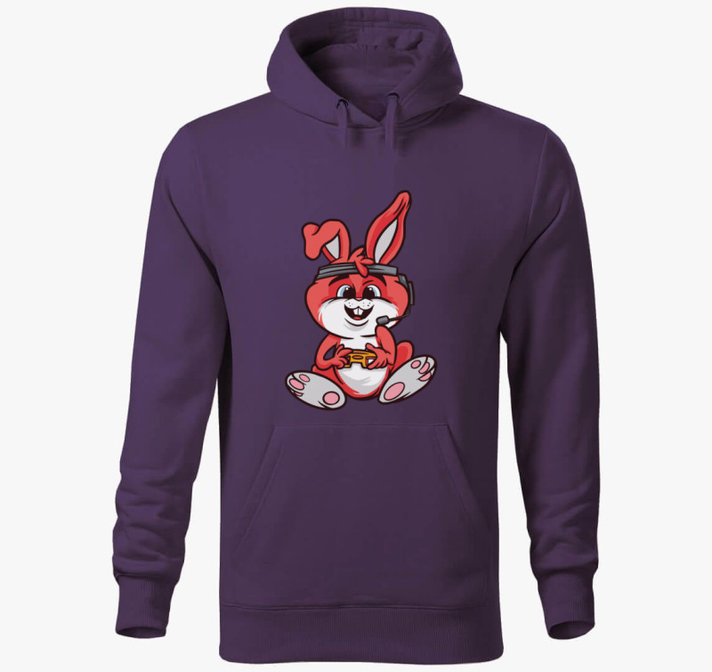 Gamer nyuszi kapucnis pulóver — Lila